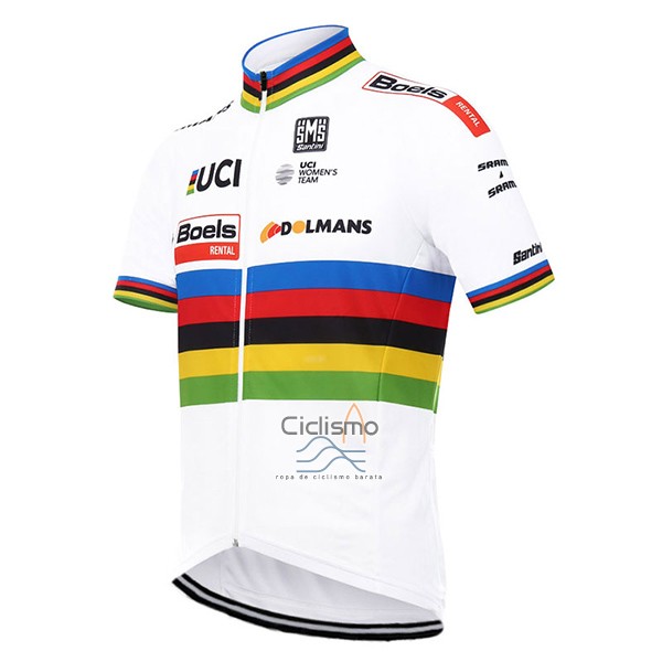 Uci Mondo Campione Ropa Ciclismo Culotte Corto 2017 Hombre Mangas Cortas Boels Dolmans Blanco